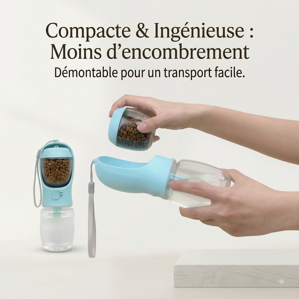 Gourde Nomade 2-en-1 pour Chien avec Gamelle