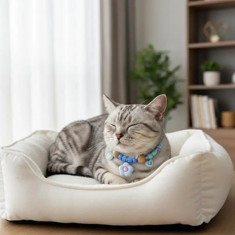 Collier Anti-Puces Macaron Naturel pour Chat