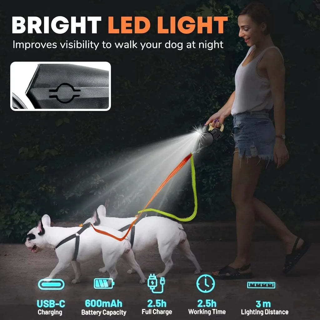Laisse Rétractable Double pour Chien