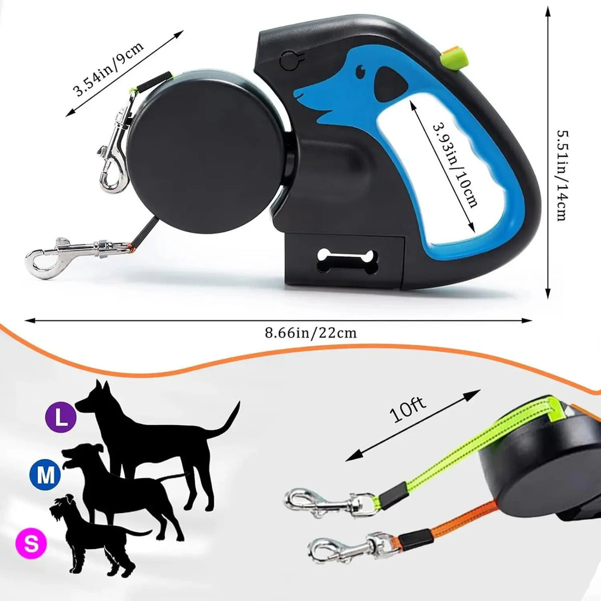 Laisse Rétractable Double pour Chien