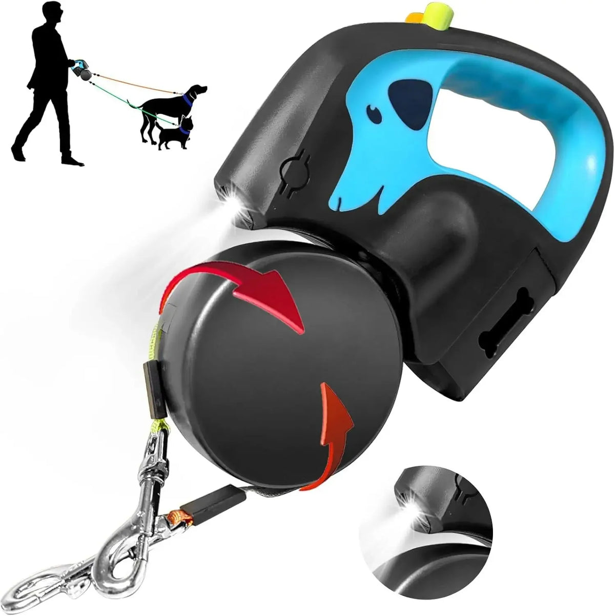 Laisse Rétractable Double pour Chien