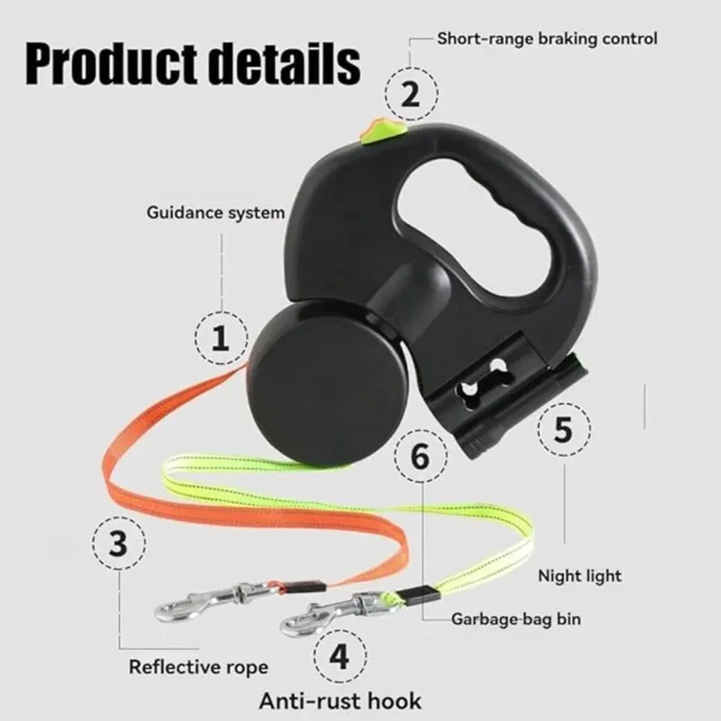 Laisse Rétractable Double pour Chien