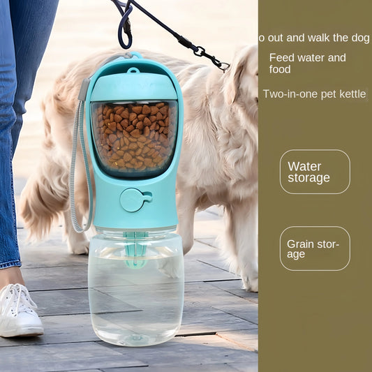 Gourde 2-en-1 pour Chien & Chat – Eau et Croquettes pour Balades et Voyages